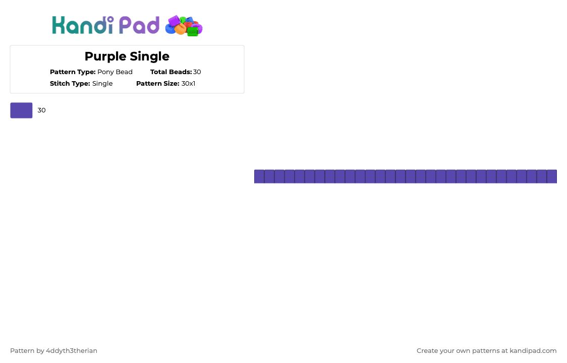 Purple Single - Pony Bead Pattern by 4ddyth3therian on Kandi Pad - purple
