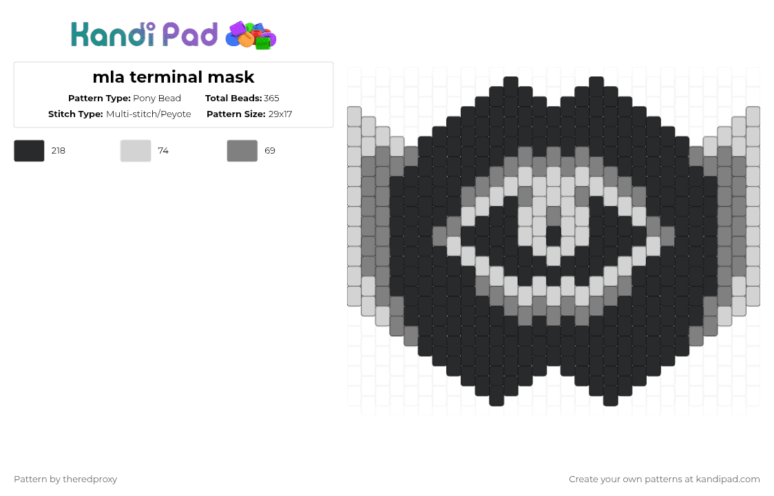 mla terminal mask - Pony Bead Pattern by theredproxy on Kandi Pad - gray,white,mask,pony beads,the talos principle,character