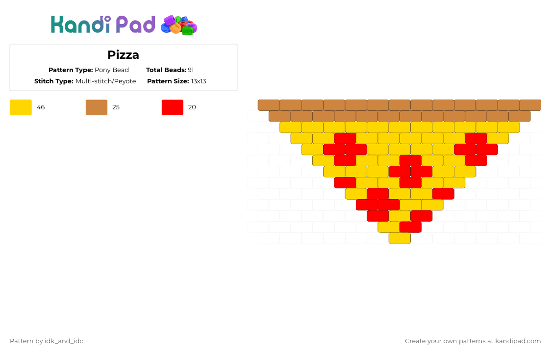 Pizza - Pony Bead Pattern by idk_and_idc on Kandi Pad - yellow,cotdjunkfood