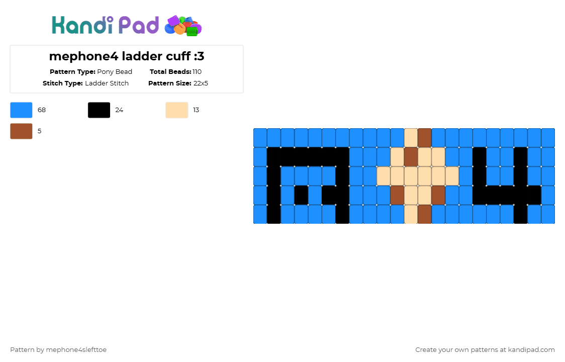 mephone4 ladder cuff :3 - Pony Bead Pattern by mephone4slefttoe on Kandi Pad - light blue