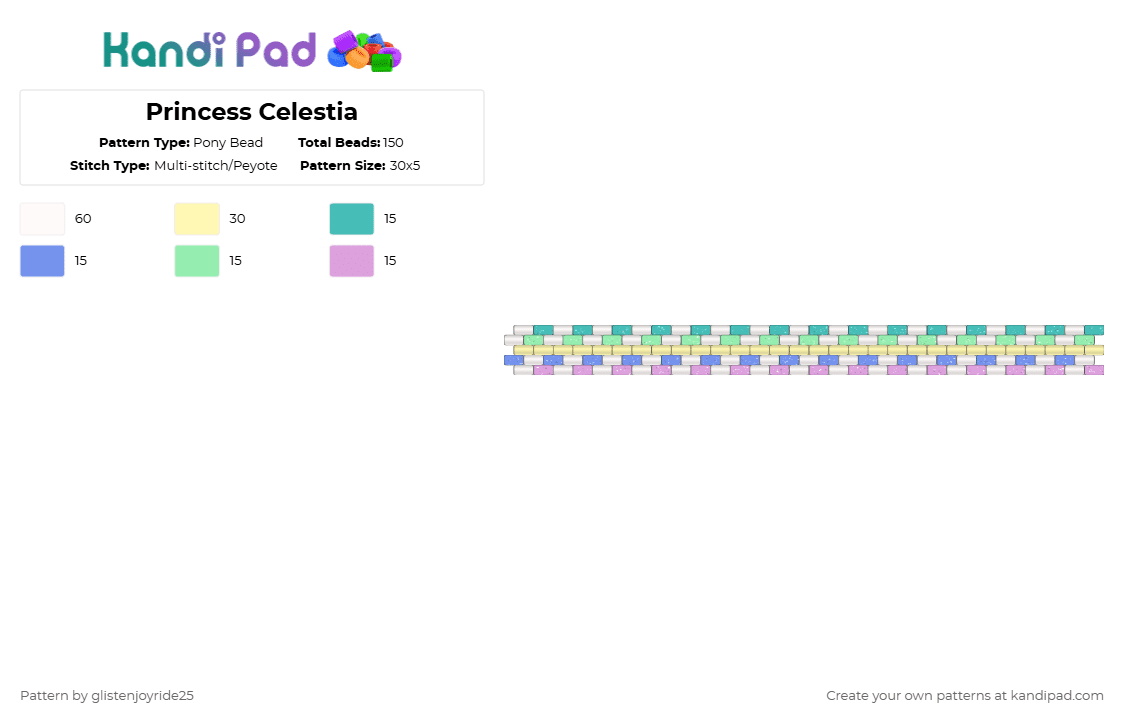 Princess Celestia - Pony Bead Pattern by glistenjoyride25 on Kandi Pad - teal,yellow