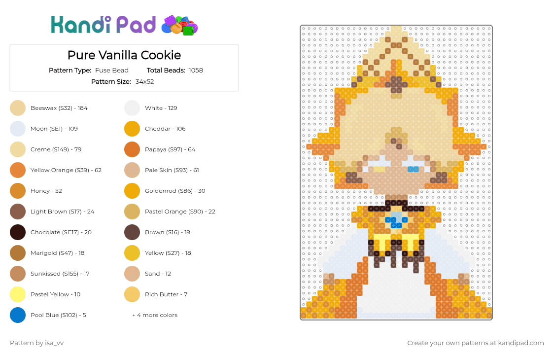 Pure Vanilla Cookie - Fuse Bead Pattern by isa_vv on Kandi Pad - beige,orange