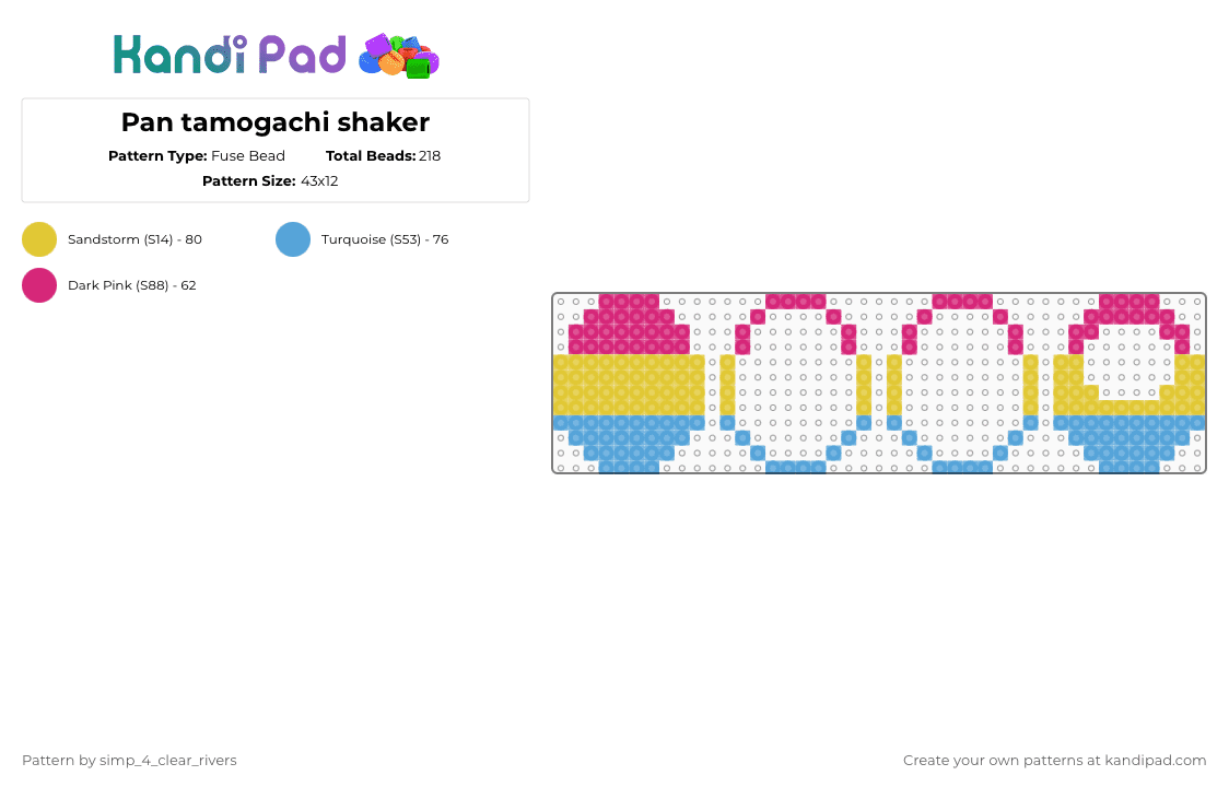 Pan tamogachi shaker - Fuse Bead Pattern by simp_4_clear_rivers on Kandi Pad - yellow,light blue
