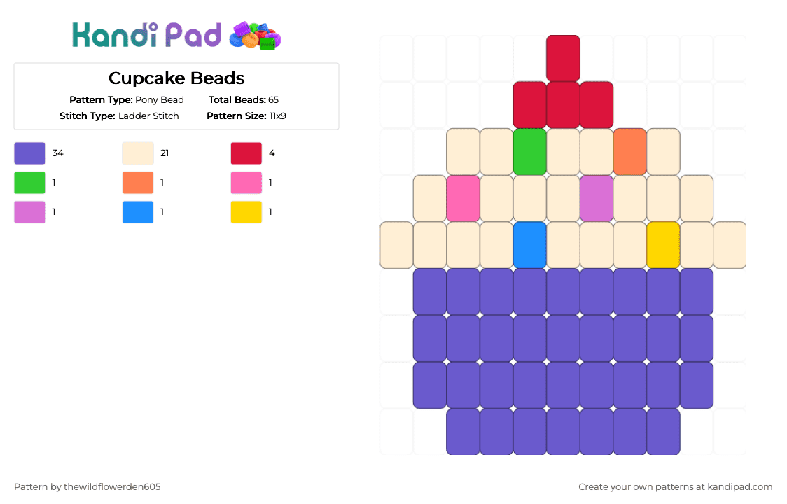 Cupcake Beads - Pony Bead Pattern by thewildflowerden605 on Kandi Pad - beige,blue