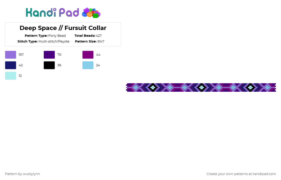 Deep Space // Fursuit Collar - Pony Bead Pattern by wuskylynn on Kandi Pad - purple,collar,furry,choker,galaxy,cosmic,star