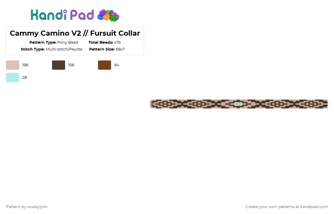 Cammy Camino V2 // Fursuit Collar - Pony Bead Pattern by wuskylynn on Kandi Pad - brown,beige,collar,furry,choker,chevron,rustic