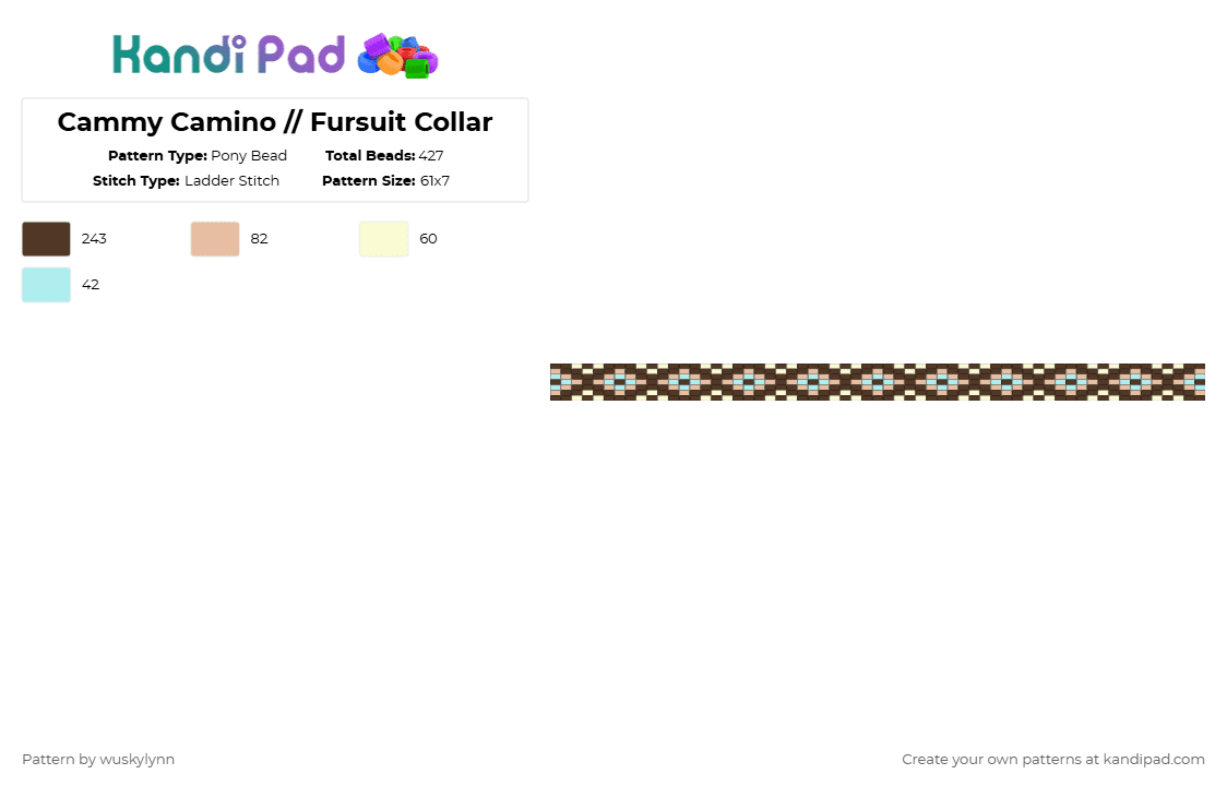 Cammy Camino // Fursuit Collar - Pony Bead Pattern by wuskylynn on Kandi Pad - brown,pattern,furry,collar,choker