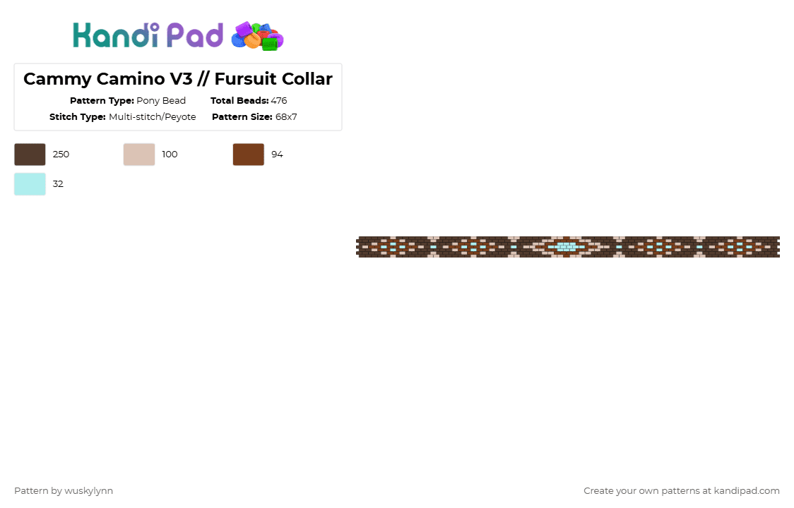 Cammy Camino V3 // Fursuit Collar - Pony Bead Pattern by wuskylynn on Kandi Pad - brown,collar,furry,choker,chevron,rustic