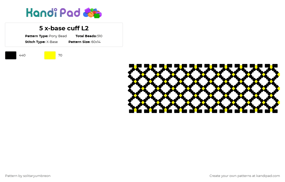 5 x-base cuff L2 - Pony Bead Pattern by solitaryumbreon on Kandi Pad - black