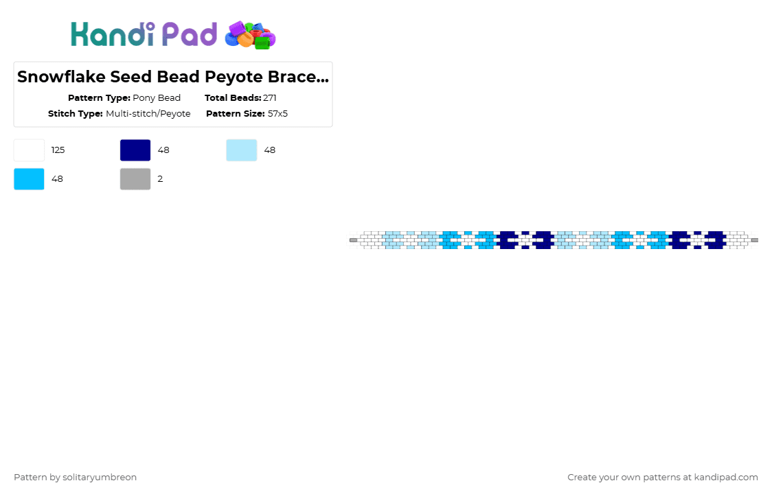 Snowflake Seed Bead Peyote Bracelet(57×5) - Pony Bead Pattern by solitaryumbreon on Kandi Pad - purple,light blue,winter,snow,nature,cold,christmas,holidays,bracelet,peyote