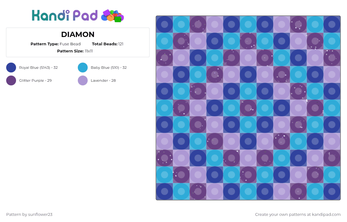 DIAMON - Fuse Bead Pattern by sunflower23 on Kandi Pad - purple