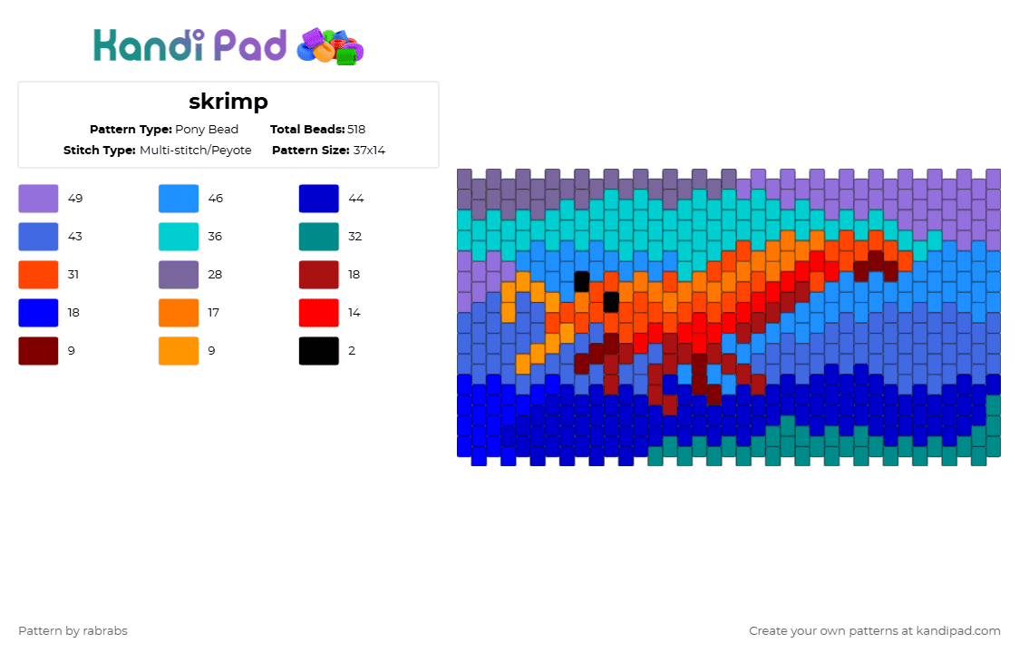 skrimp - Pony Bead Pattern by rabrabs on Kandi Pad - blue, light blue, purple