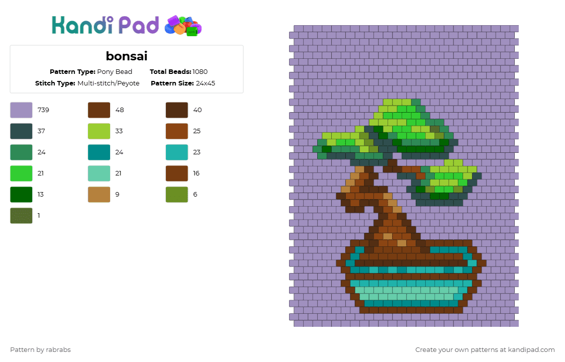 bonsai - Pony Bead Pattern by rabrabs on Kandi Pad - pink