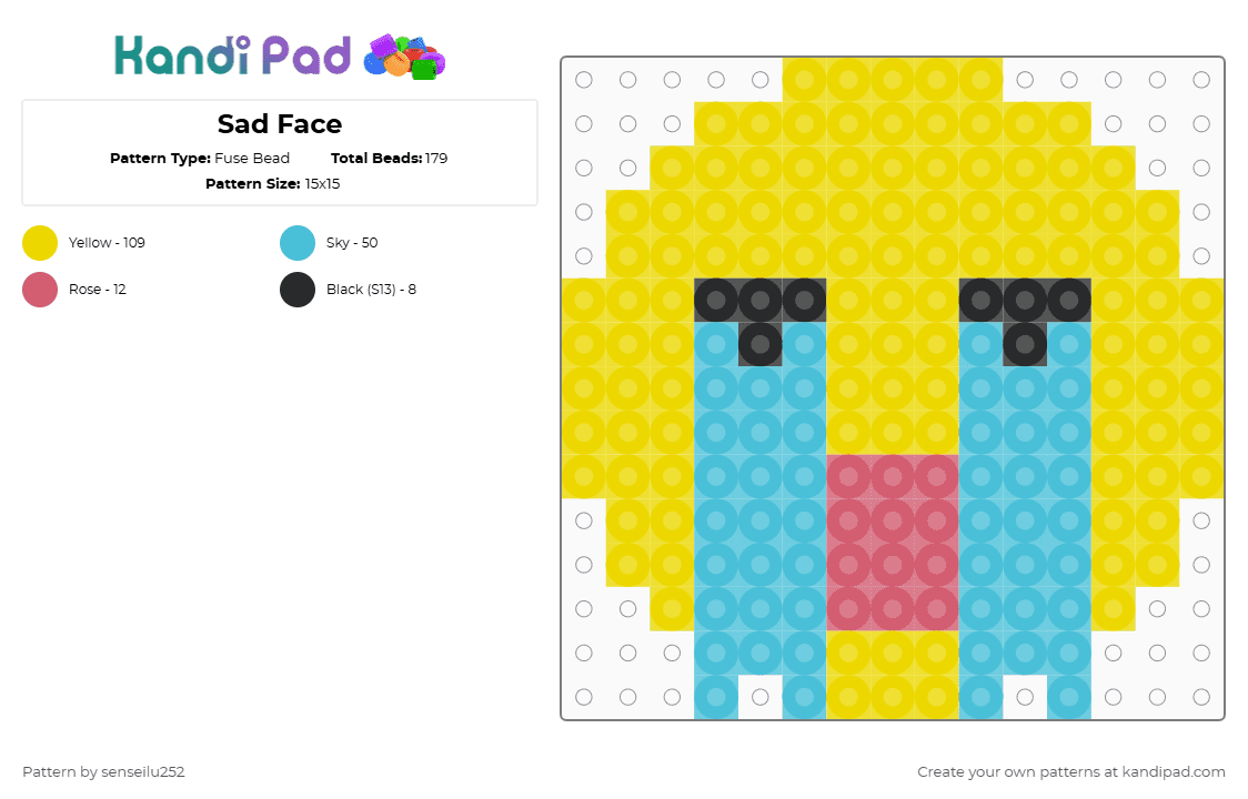 Sad Face Fuse Bead Pattern - Kandi Pad | Kandi Patterns, Fuse Bead ...