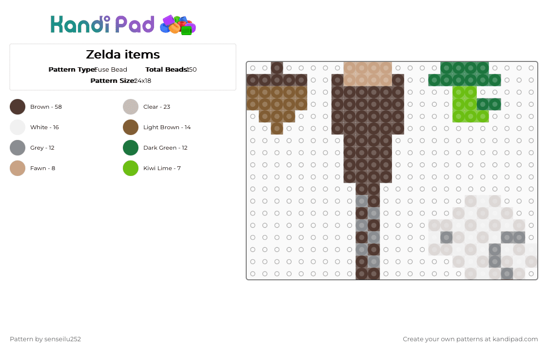 Zelda items - Fuse Bead Pattern by senseilu252 on Kandi Pad - brown,beige,zelda,chuchu,boko,club,mushroom,acorn