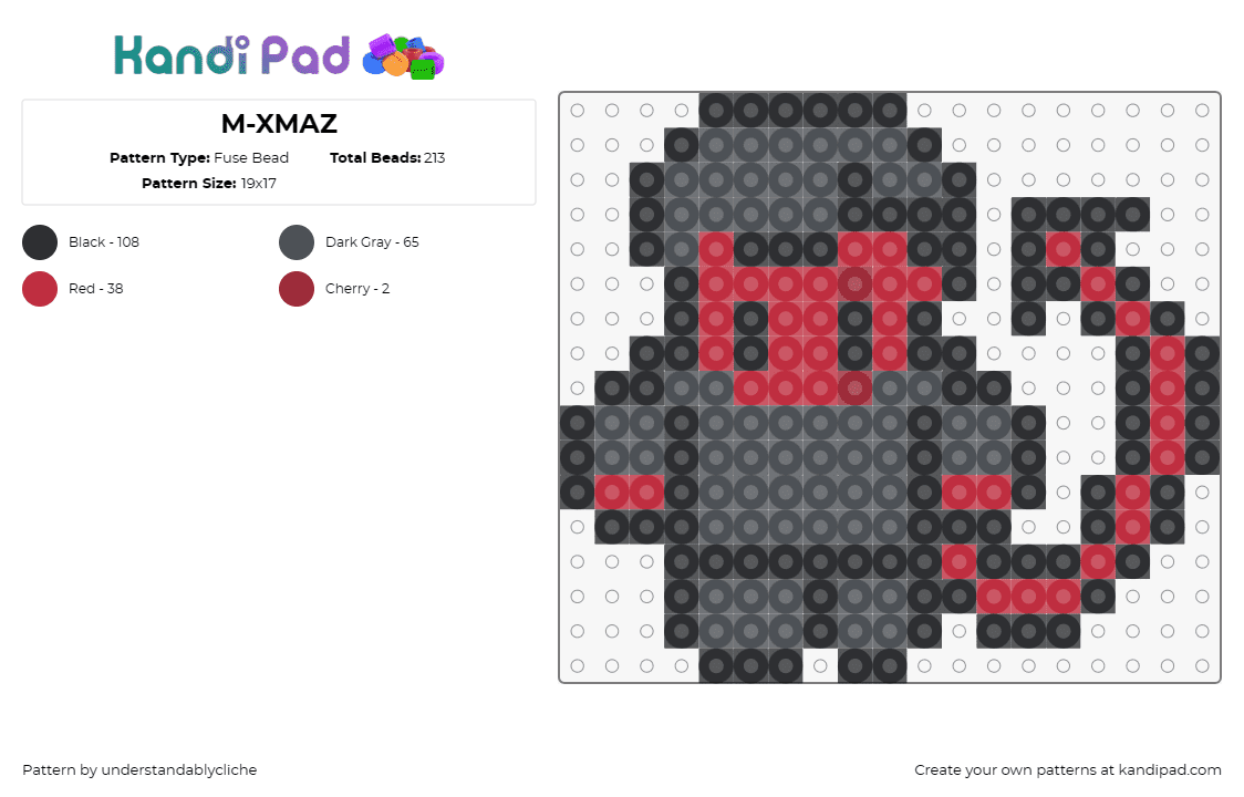 M-XMAZ - Fuse Bead Pattern by understandablycliche on Kandi Pad - azazel,xmen,chibi,character,devil,movie,comic,marvel,hero,gray,red