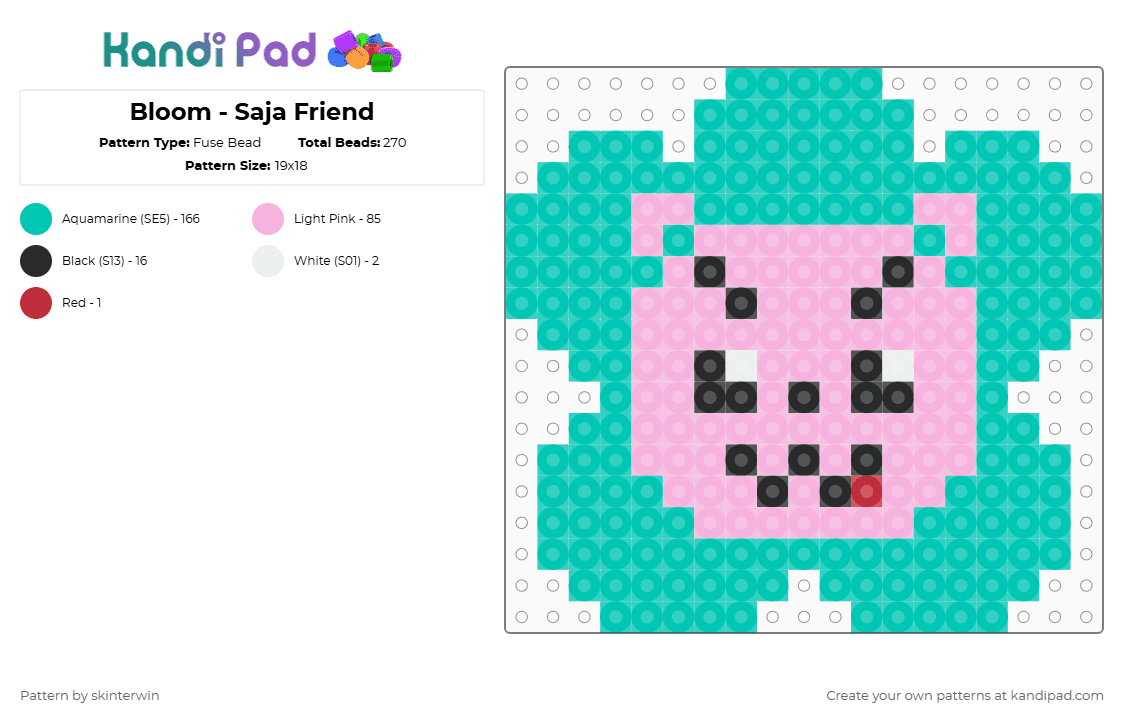 Bloom - Saja Friend - Fuse Bead Pattern by skinterwin on Kandi Pad - teal,pink