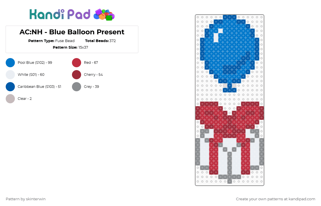 AC:NH - Blue Balloon Present - Fuse Bead Pattern by skinterwin on Kandi Pad - 