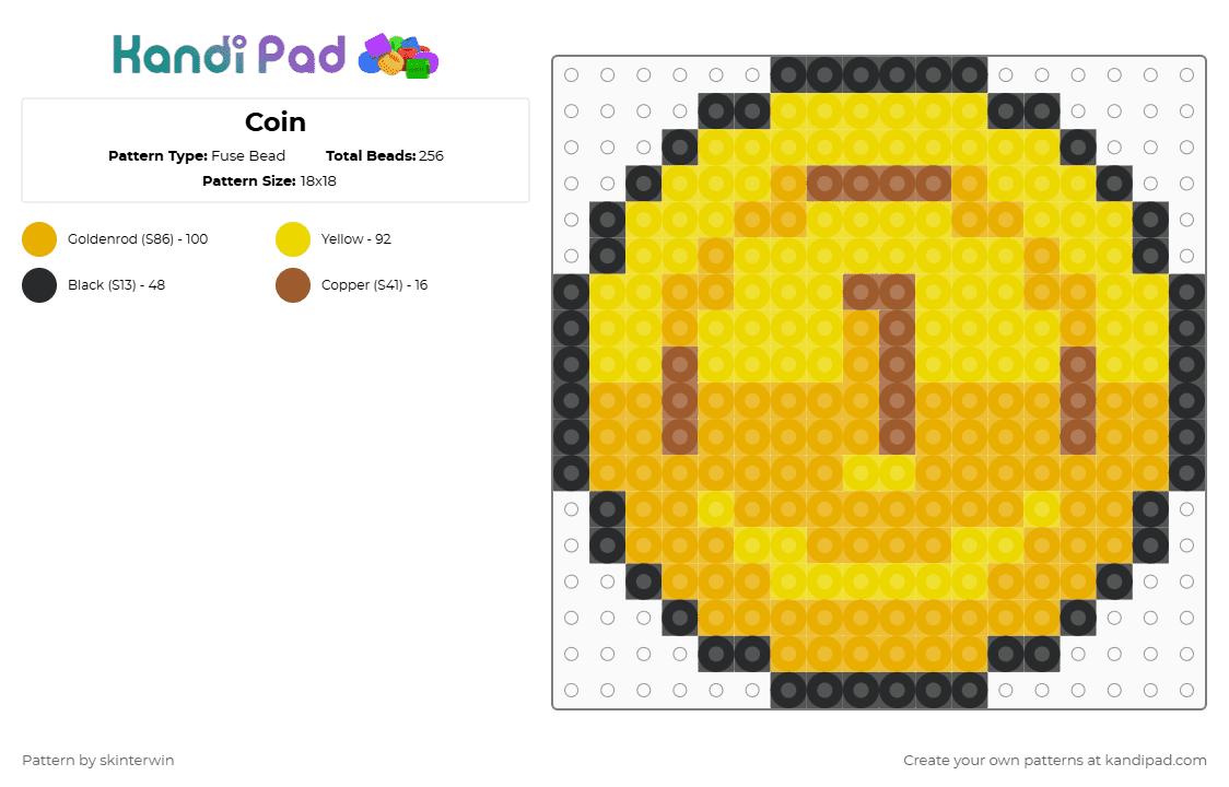 Coin Fuse Bead Pattern - Kandi Pad | Kandi Patterns, Fuse Bead Patterns ...