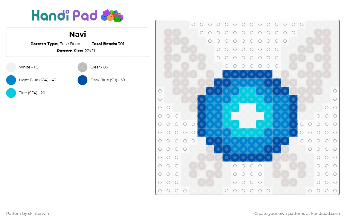 Navi - Fuse Bead Pattern by skinterwin on Kandi Pad - blue,beige