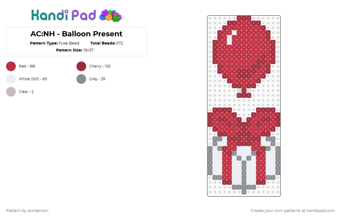 AC:NH - Balloon Present - Fuse Bead Pattern by skinterwin on Kandi Pad - red