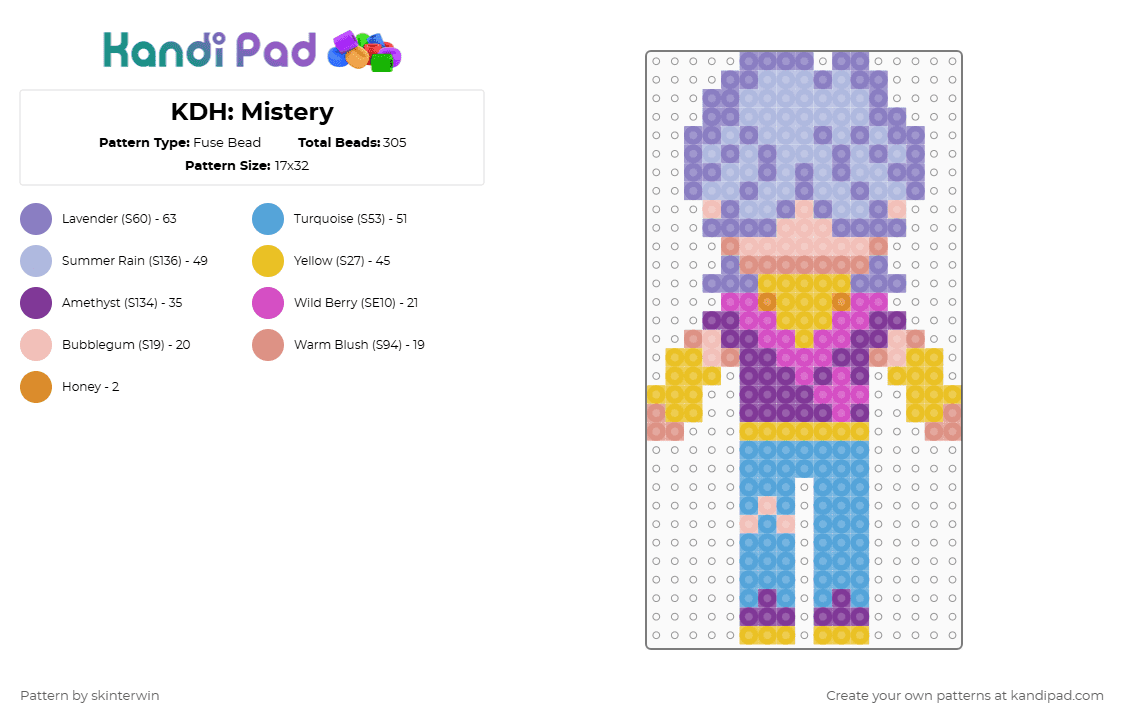 KDH: Mistery - Fuse Bead Pattern by skinterwin on Kandi Pad - pink