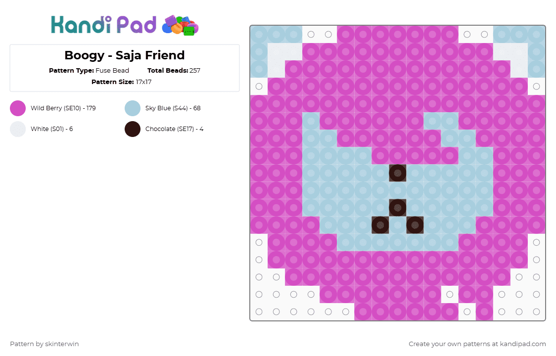 Boogy - Saja Friend - Fuse Bead Pattern by skinterwin on Kandi Pad - pink