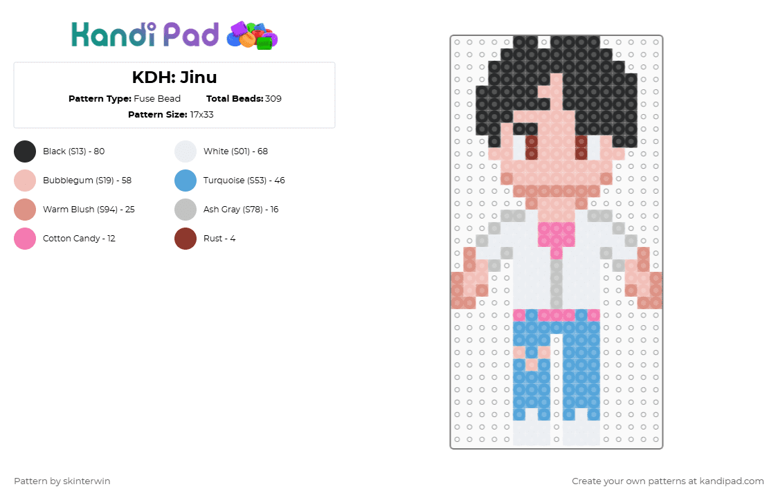 KDH: Jinu - Fuse Bead Pattern by skinterwin on Kandi Pad - light blue,beige