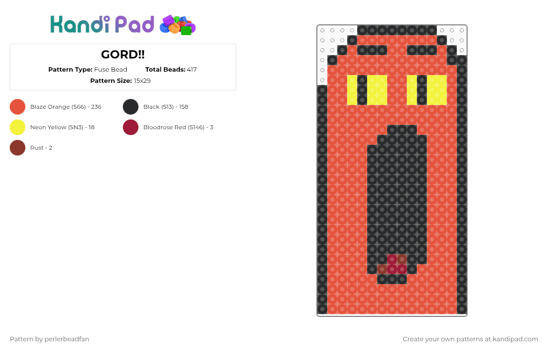 GORD!! - Fuse Bead Pattern by perlerbeadfan on Kandi Pad - red