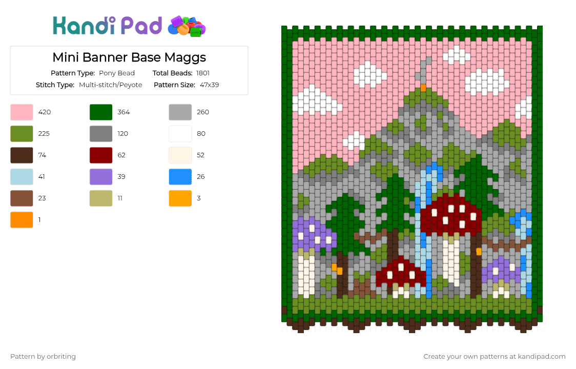 Mini Peak Banner for Maggs - Pony Bead Pattern by orbriting on Kandi Pad - green,beige,pink,base,ftu,f2u,peak