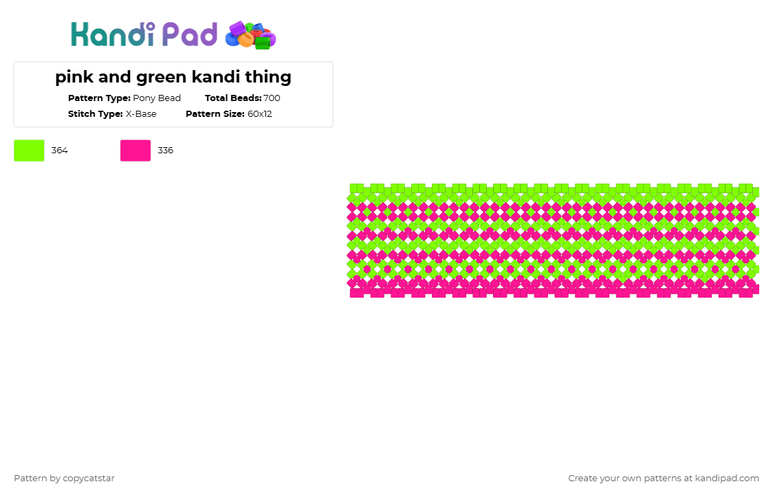 pink and green kandi thing - Pony Bead Pattern by copycatstar on Kandi Pad - green,pink,kandi,hoopsandyoyo