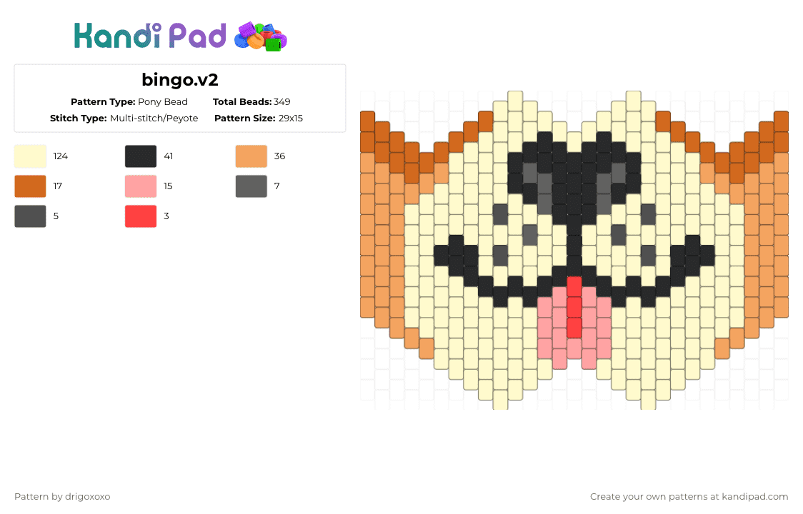 bingo.v2 - Pony Bead Pattern by drigoxoxo on Kandi Pad - orange, yellow