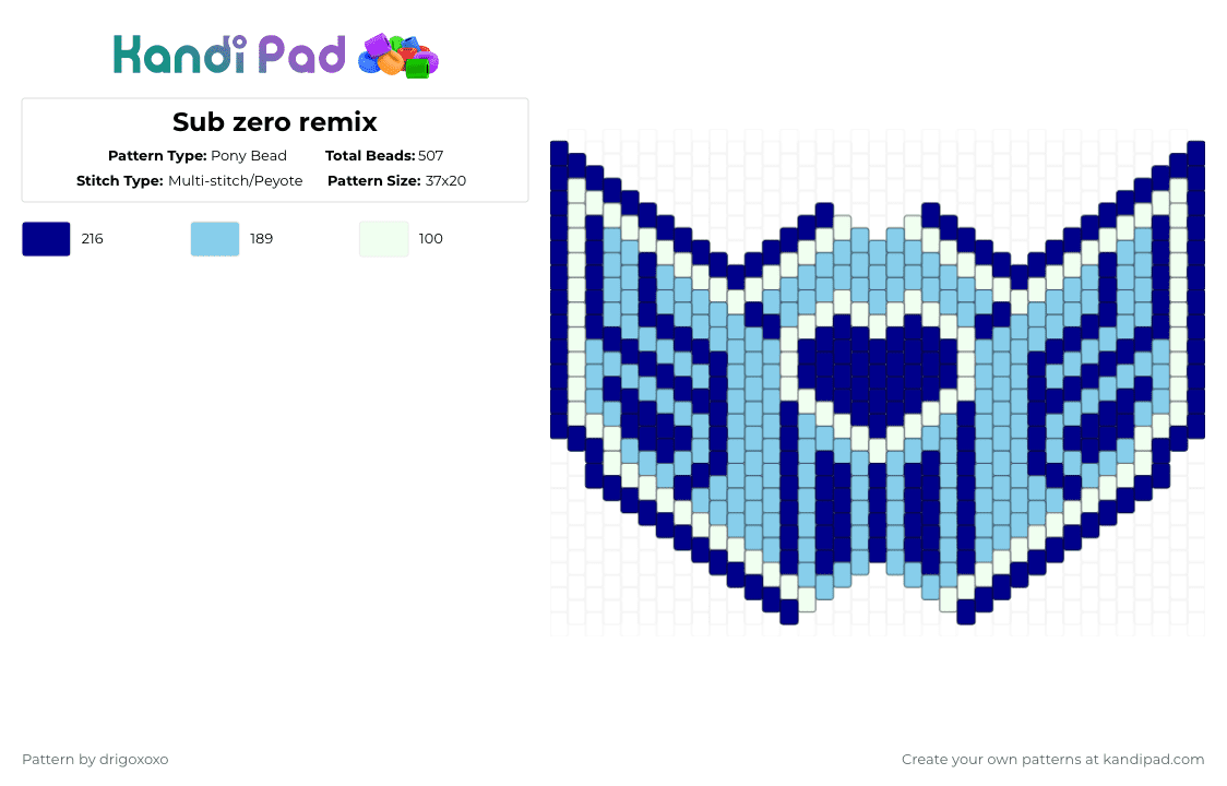 Sub zero remix - Pony Bead Pattern by drigoxoxo on Kandi Pad - purple,light blue