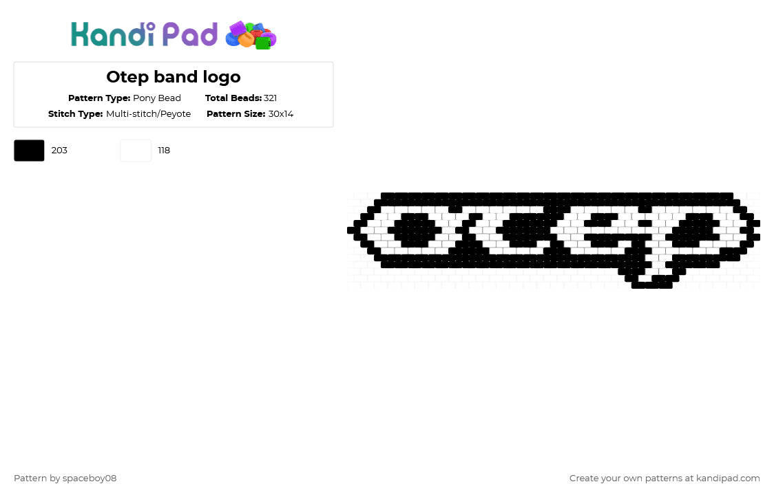 Otep band logo - Pony Bead Pattern by user_html on Kandi Pad - black,white,music,metal,bands,logo