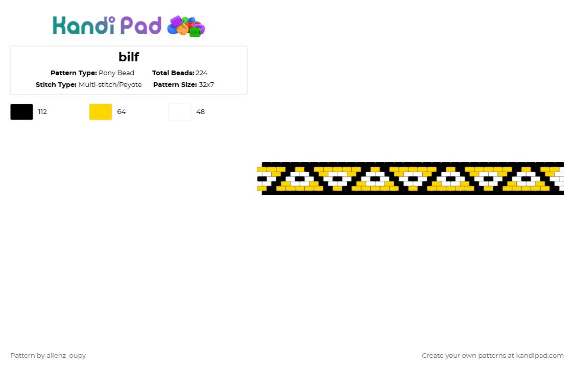 bilf - Pony Bead Pattern by alienz_oupy on Kandi Pad - bill cipher,cuff,gravity falls,cartoon,yellow,white