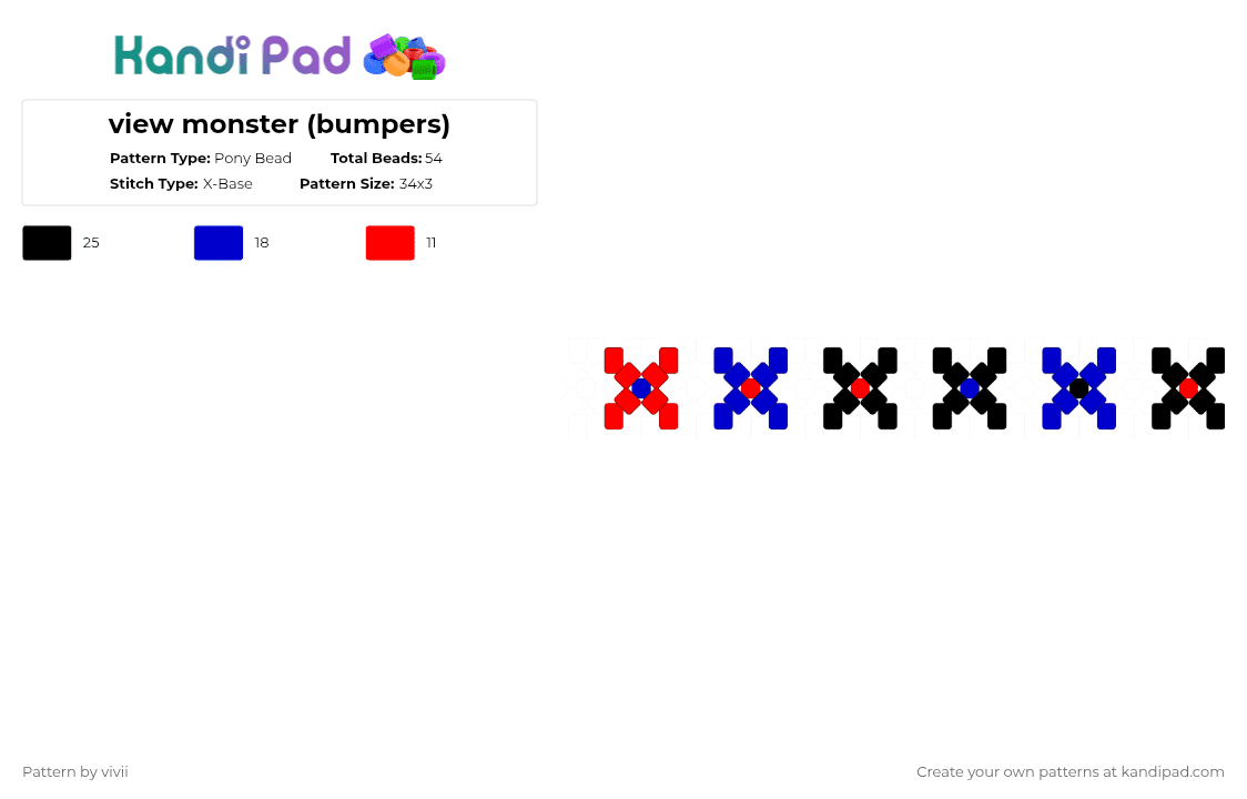 view monster (bumpers) - Pony Bead Pattern by deleted_user_608582 on Kandi Pad - purple,red