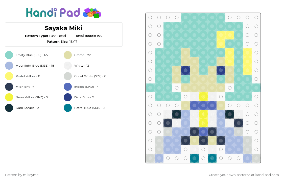 Sayaka Miki - Fuse Bead Pattern by mikeyme on Kandi Pad - light blue,yellow,sayaka miki,madoka magica,puella magi madoka magica,magical girl
