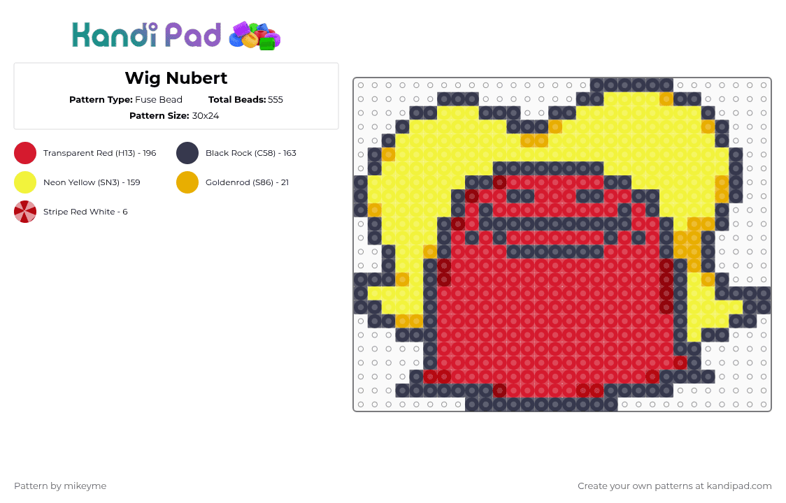 Wig Nubert - Fuse Bead Pattern by mikeyme on Kandi Pad - purple,red,yellow,nubert,deltarune,video game
