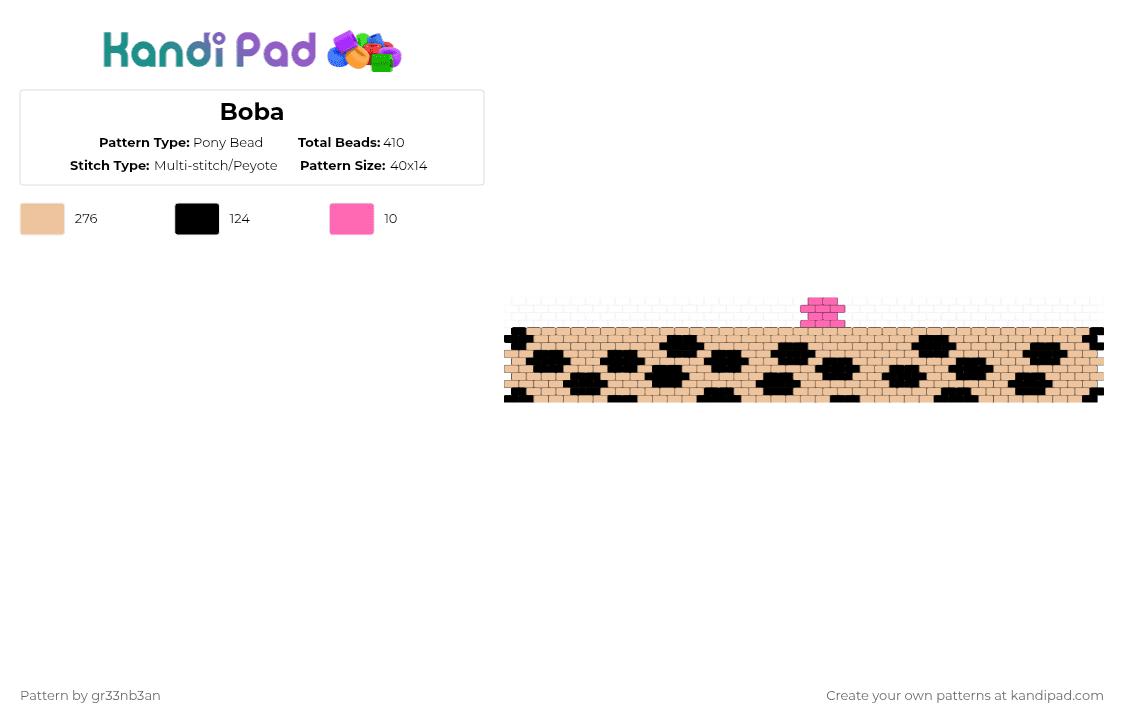 Boba - Pony Bead Pattern by gr33nb3an on Kandi Pad - beige,boba,best drink,yummy