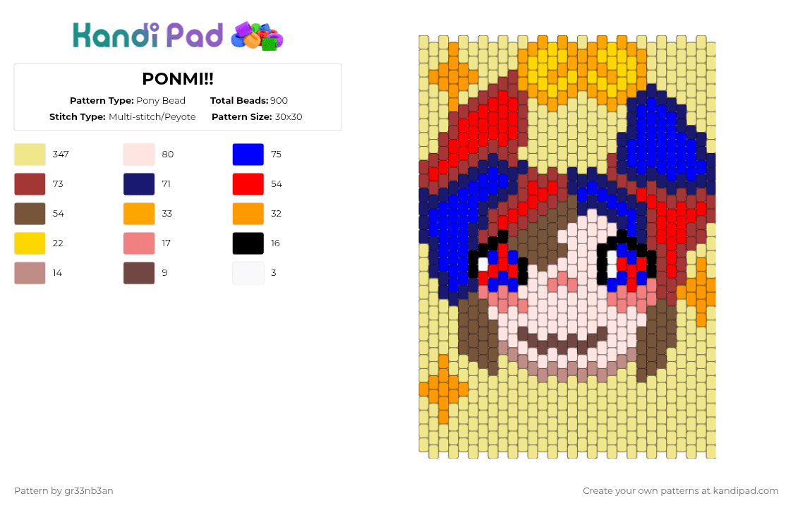 PONMI!! - Pony Bead Pattern by gr33nb3an on Kandi Pad - yellow,red,purple,pomni,jax,tadc,funny bunny set