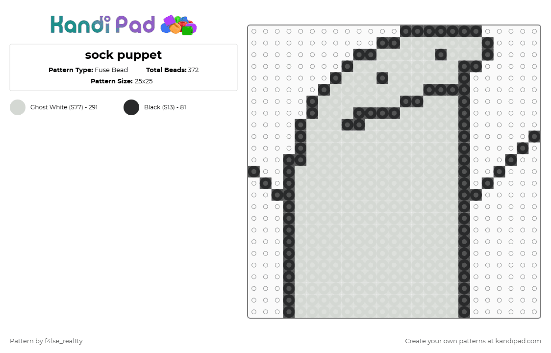sock puppet - Fuse Bead Pattern by f4lse_real1ty on Kandi Pad - white