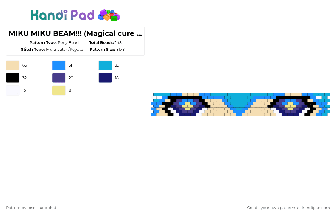 MIKU MIKU BEAM!!! (Magical cure love shot) - Pony Bead Pattern by deleted_user_799795 on Kandi Pad - beige,light blue,miku,beam,blue,vocaloid