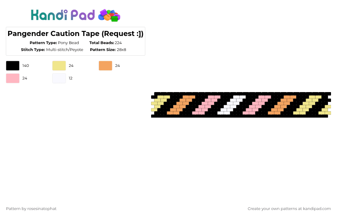 Pangender Caution Tape (Request :]) - Pony Bead Pattern by deleted_user_799795 on Kandi Pad - black,yellow,orange,pink