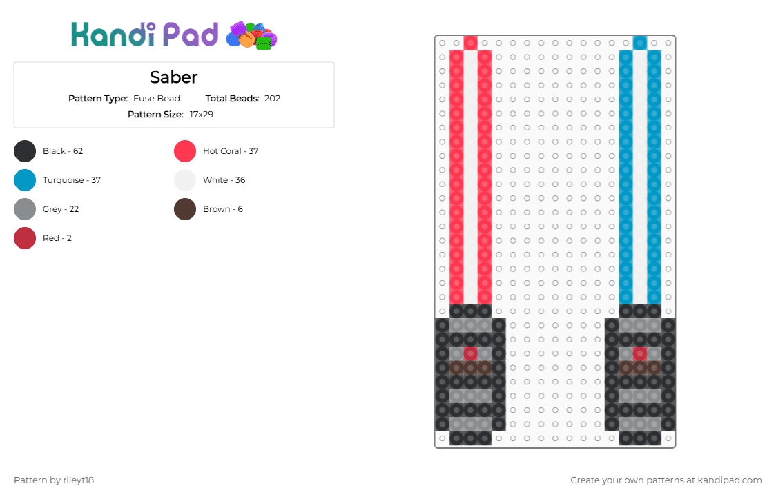 Saber - Fuse Bead Pattern by rileyt18 on Kandi Pad - red,light blue