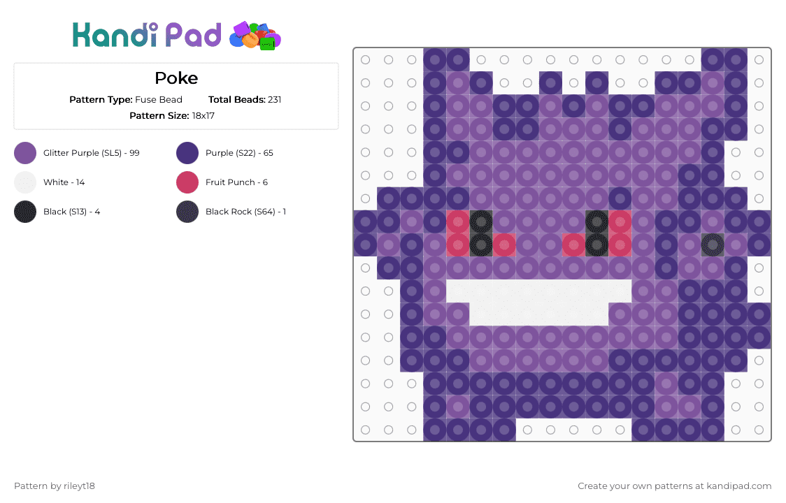 Poke - Fuse Bead Pattern by rileyt18 on Kandi Pad - purple,pink