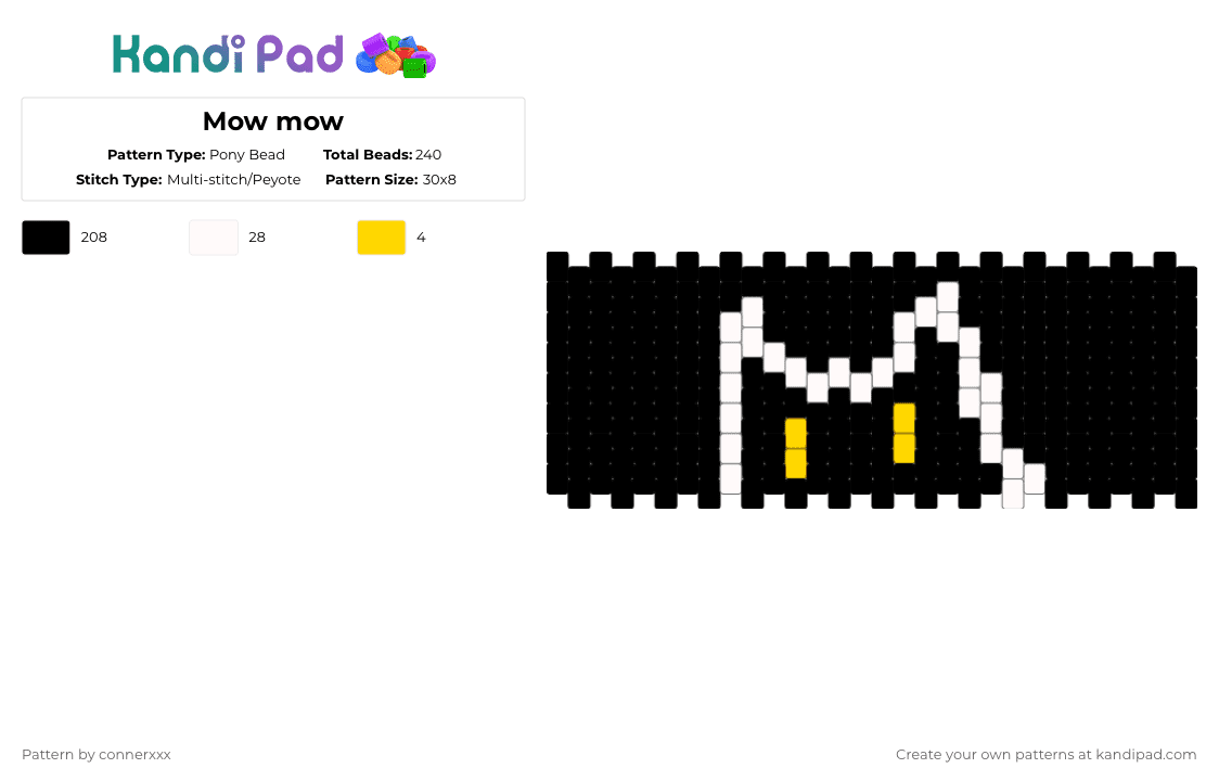 Mow mow - Pony Bead Pattern by connerxxx on Kandi Pad - black,white