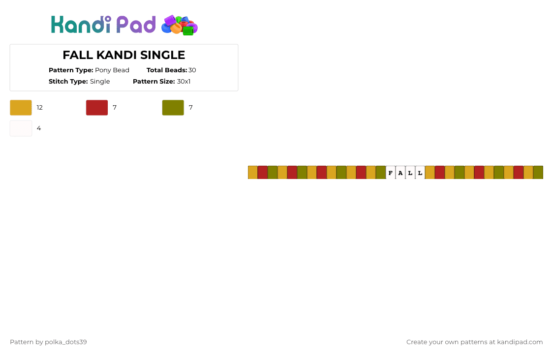 FALL KANDI SINGLE - Pony Bead Pattern by polka_dots39 on Kandi Pad - orange