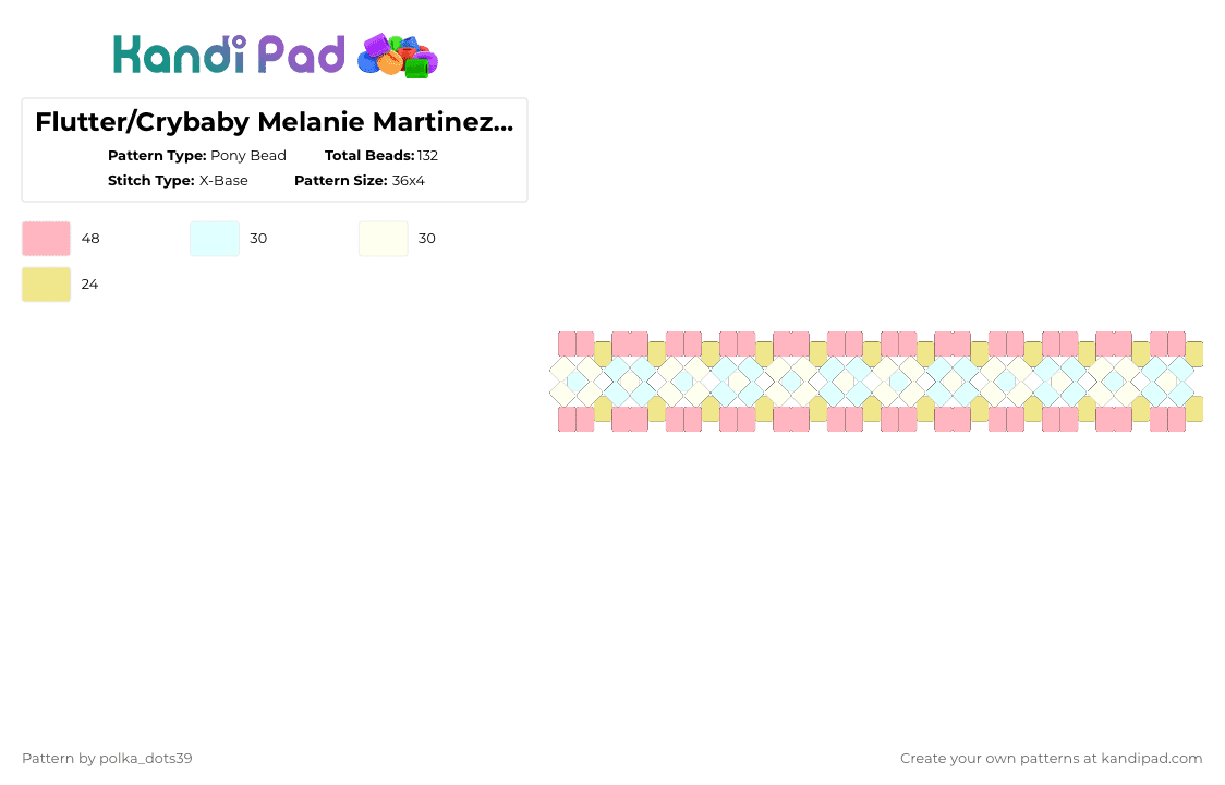 Flutter/Crybaby Melanie Martinez Base - Pony Bead Pattern by polka_dots39 on Kandi Pad - pink,yellow