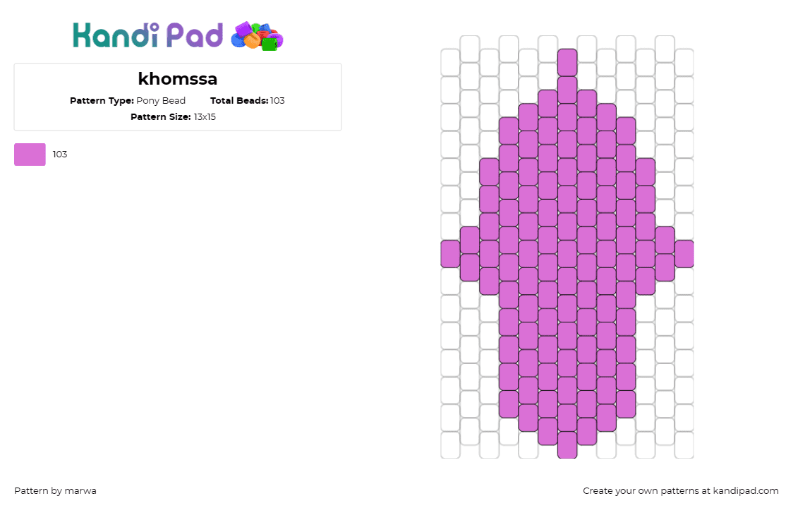 khomssa - Pony Bead Pattern by marwa on Kandi Pad - 