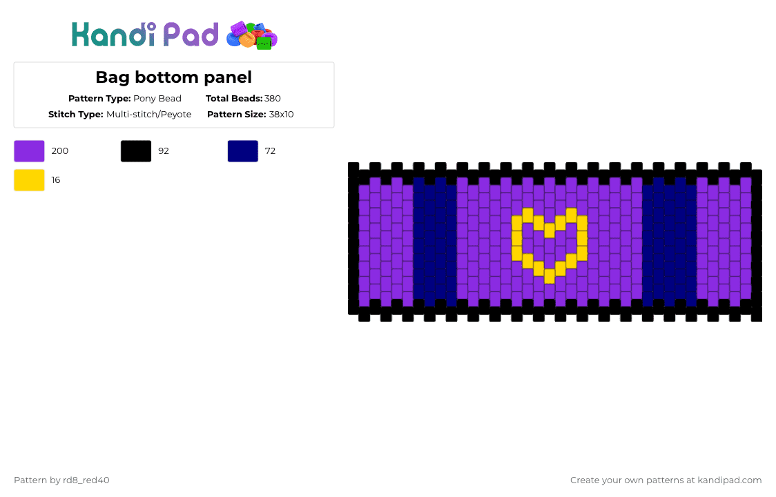 Bag bottom panel - Pony Bead Pattern by rd8_red40 on Kandi Pad - purple